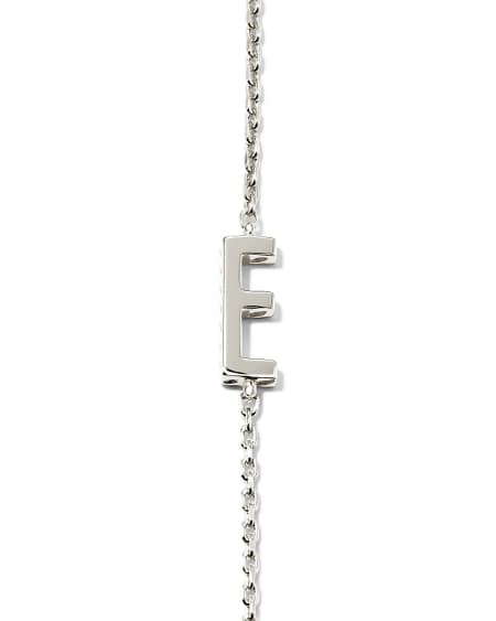 Letter E Inline Initial Necklace in Sterling Silver