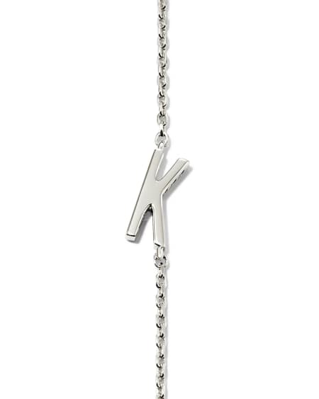 Letter K Inline Initial Necklace in Sterling Silver