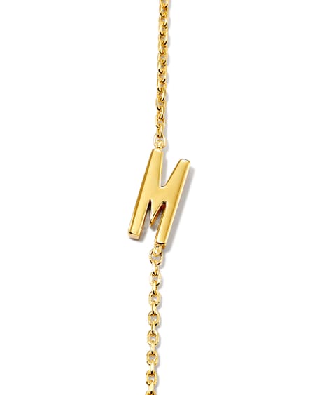 Letter M Inline Initial Necklace in 18k Gold Vermeil