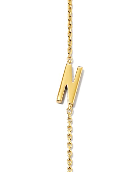 Letter N Inline Initial Necklace in 18k Gold Vermeil