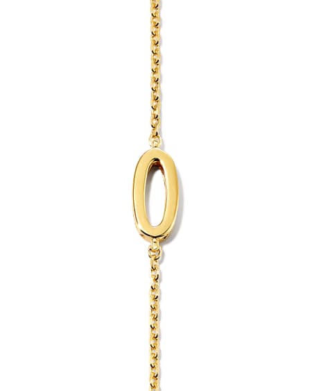 Letter O Inline Initial Necklace in 18k Gold Vermeil