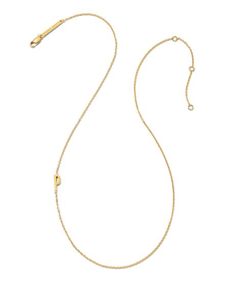 Letter P Inline Initial Necklace in 18k Gold Vermeil
