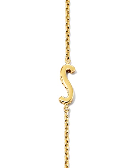 Letter S Inline Initial Necklace in 18k Gold Vermeil