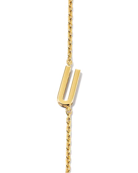 Letter U Inline Initial Necklace in 18k Gold Vermeil