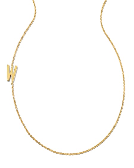 Letter W Inline Initial Necklace in 18k Gold Vermeil