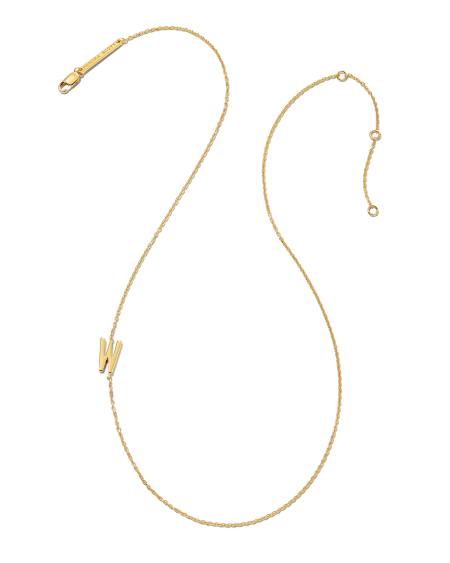 Letter W Inline Initial Necklace in 18k Gold Vermeil