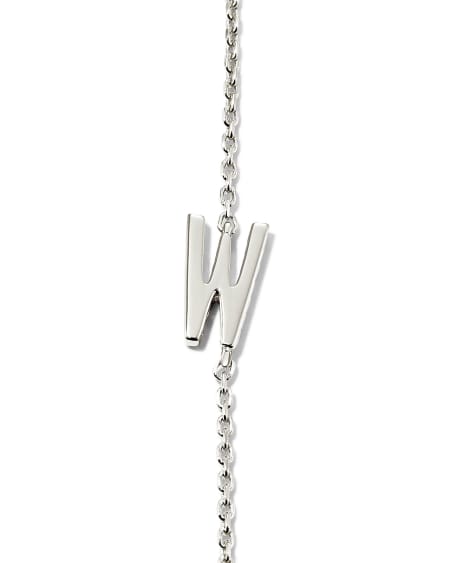 Letter W Inline Initial Necklace in Sterling Silver