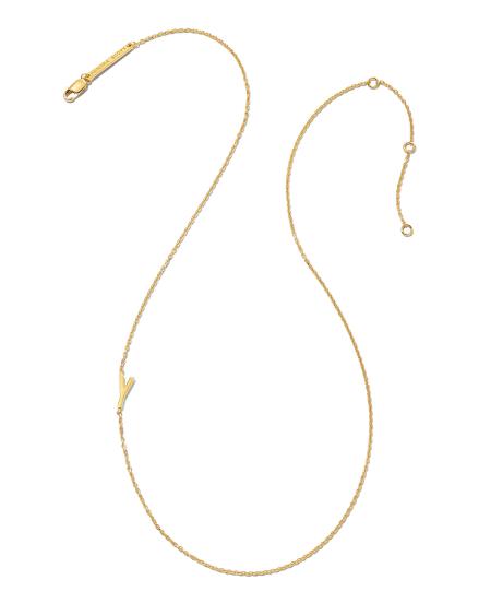 Letter Y Inline Initial Necklace in 18k Gold Vermeil