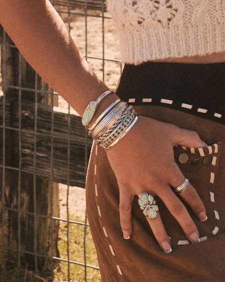 Ida Vintage Silver Cuff Bracelet in Sea Green Chrysocolla