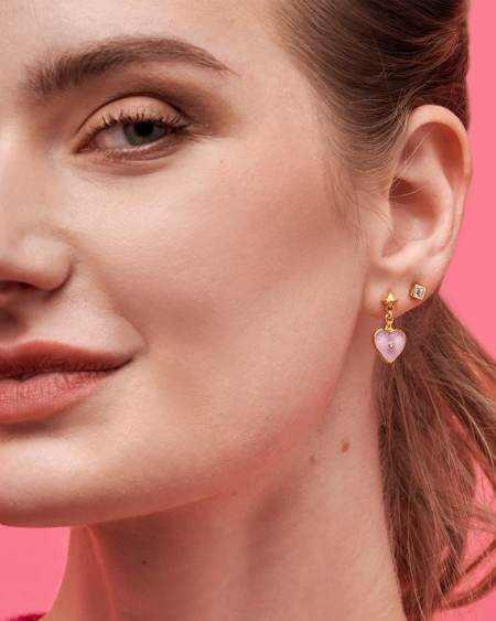 Adalynn 18k Gold Vermeil Heart Drop Earrings in Phosphosiderite