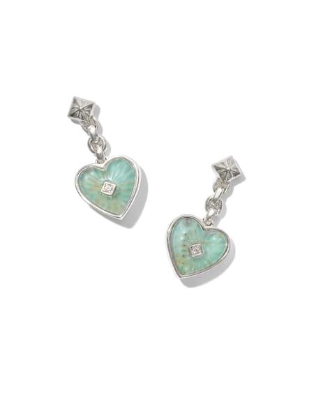 Adalynn Sterling Silver Heart Drop Earrings in Turquoise