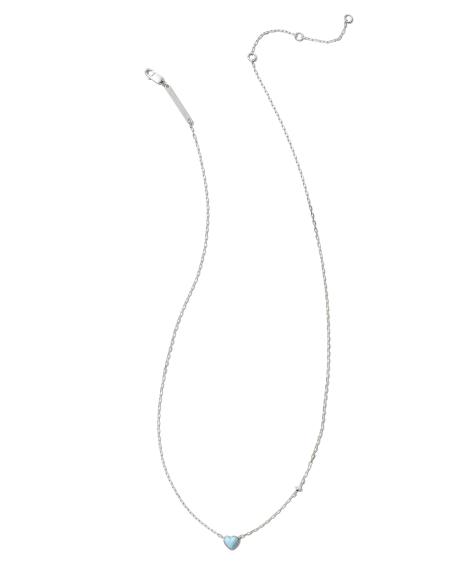 Enamel Sterling Silver Heart Pendant Necklace in Blue