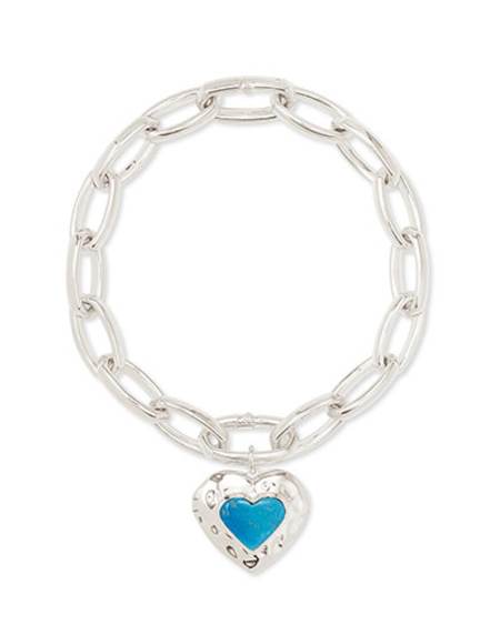 Angie Heart Sterling Silver Locket Statement Bracelet in Turquoise