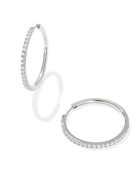 Mackenzie Sterling Silver Large Hoop Earrings in White Topaz