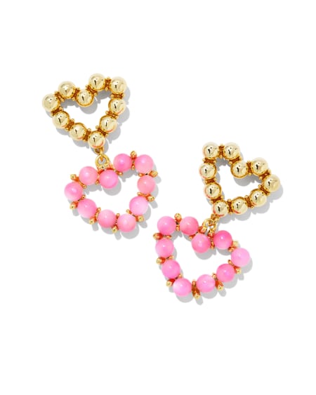 Ashton Gold Heart Drop Earrings in Blush Ivory Mother-of-Pearl