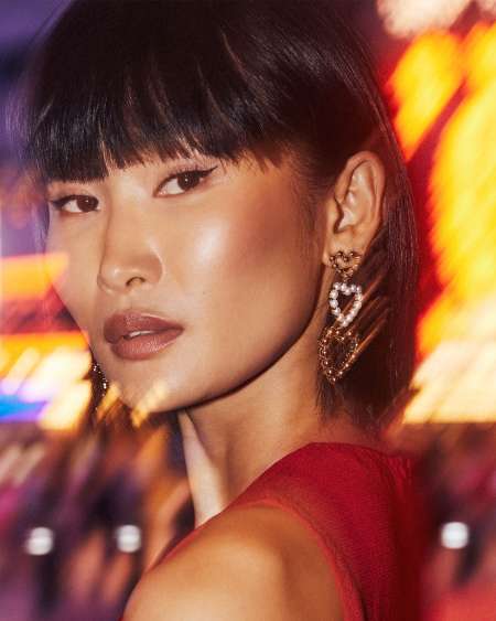 Ashton Gold Pearl Heart Statement Earrings in Freshwater Cultured Pearl