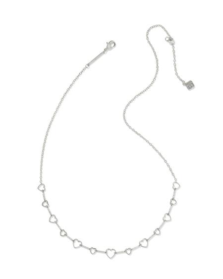 Haisley Heart Silver Strand Necklace in White CZ