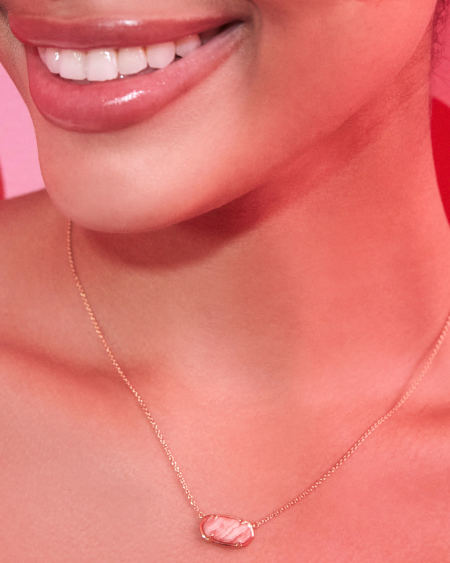 Elisa 18k Gold Vermeil Pendant Necklace in Pink Rhodochrosite