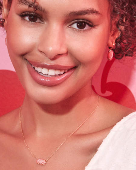 Elisa 18k Gold Vermeil Pendant Necklace in Pink Rhodochrosite