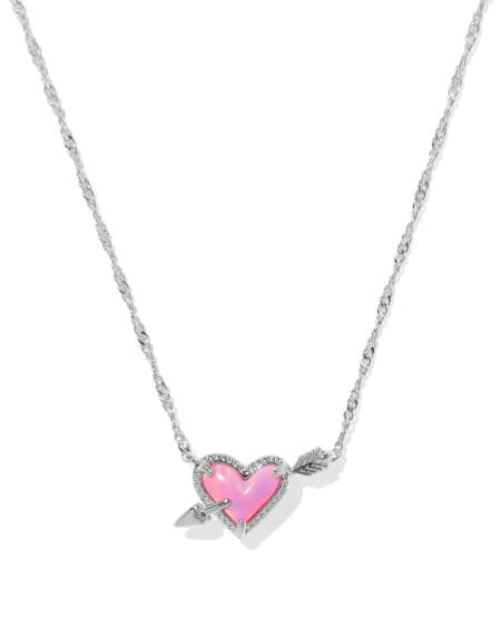 Ari Heart Arrow Silver Short Pendant Necklace 