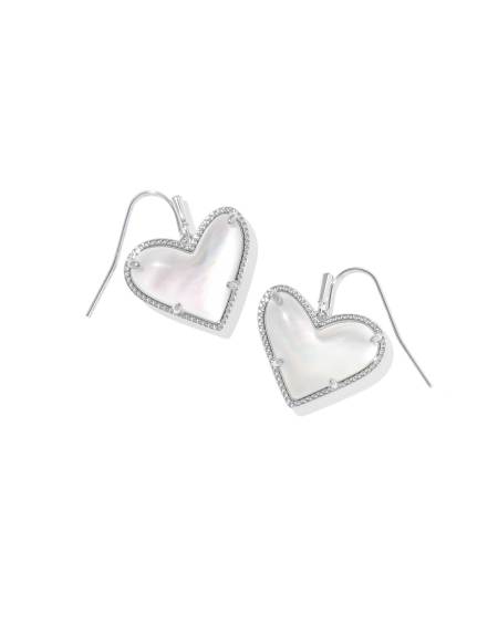Ari Heart Statement Silver Drop Earrings 