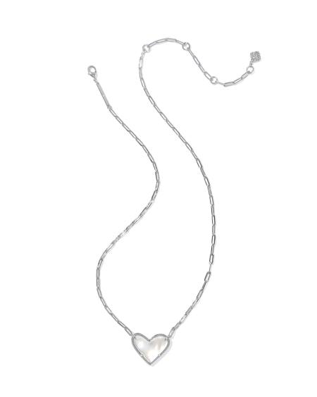 Ari Heart Statement Silver Short Pendant Necklace 
