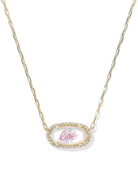 Elisa Pave Frame Gold Short Pendant Necklace 