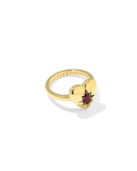 Bold Heirloom Heart 18k Yellow Gold Vermeil Band Ring 