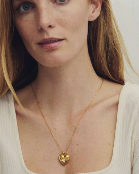 Bold Heirloom Heart 18k Yellow Gold Vermeil Locket Pendant 