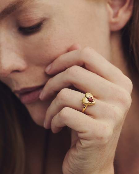 Bold Heirloom Heart 18k Yellow Gold Vermeil Band Ring 