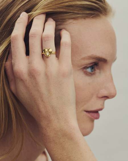 Bold Heirloom Heart 18k Yellow Gold Vermeil Band Ring 