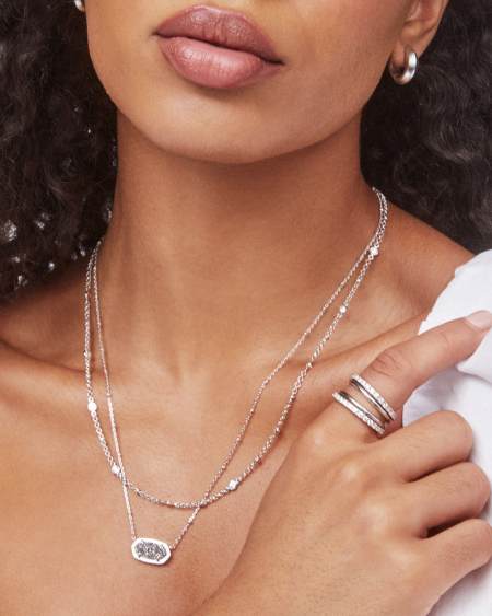 Elisa Silver Multi Strand Necklace in Platinum Drusy