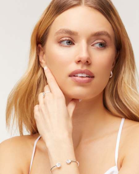 Davis Sterling Silver Small Cuff Bracelet in Ivory Mother-Of-Pearl