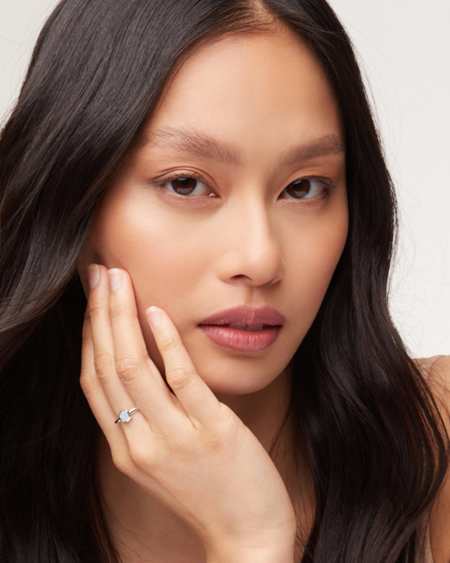 Davie Sterling Silver Band Ring in White Opal