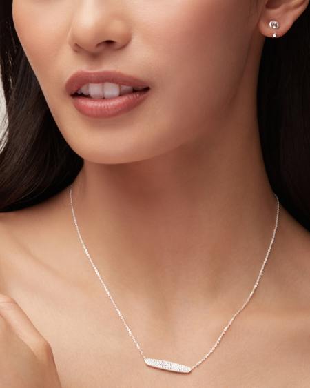 Mattie Sterling Silver Pave Pendant Necklace in White Diamond