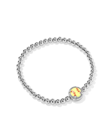 Softball Silver Stretch Bracelet