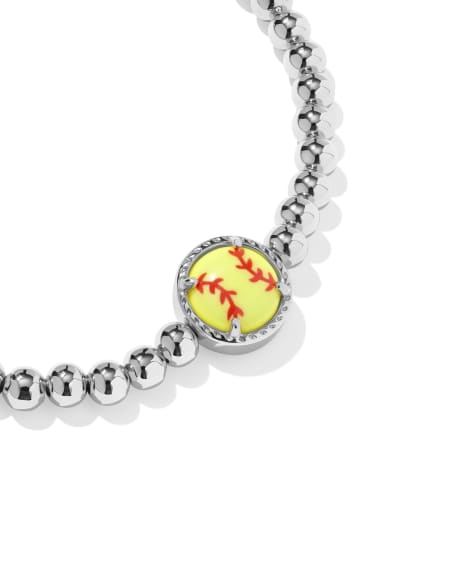 Softball Silver Stretch Bracelet