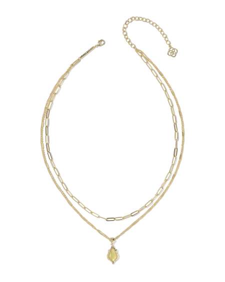 Adriana Scallop Frame Gold Multi Strand Necklace 