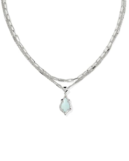 Adriana Scallop Frame Silver Multi Strand Necklace 