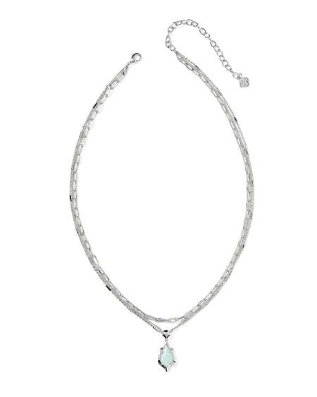 Adriana Scallop Frame Silver Multi Strand Necklace 
