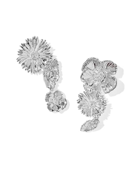 Cailey Flower Vintage Silver Statement Earrings