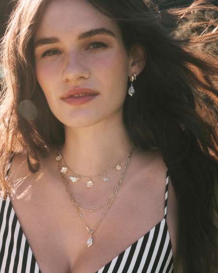 Adriana Scallop Frame Gold Huggie Earrings 