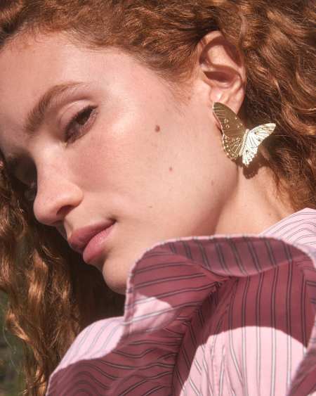 Cailey Butterfly Gold Statement Stud Earrings