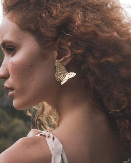 Cailey Butterfly Gold Statement Stud Earrings