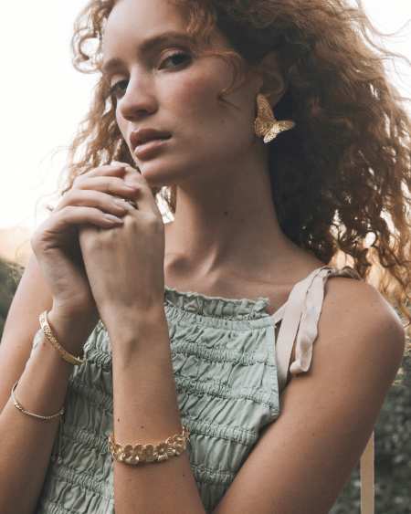 Cailey Butterfly Gold Statement Stud Earrings