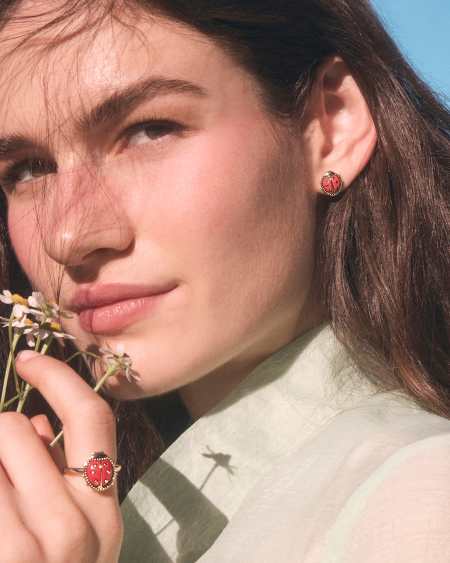 Ladybug Gold Stud Earrings 