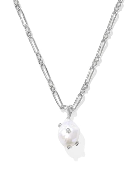 Melody Silver Small Long Pendant Necklace in Freshwater Cultured Pearl