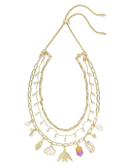 Melody Convertible Gold Statement Charm Necklace in Freshwater Cultured Pearl