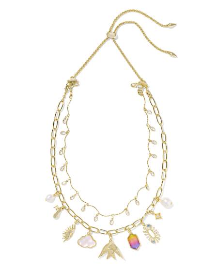 Melody Convertible Gold Statement Charm Necklace in Freshwater Cultured Pearl
