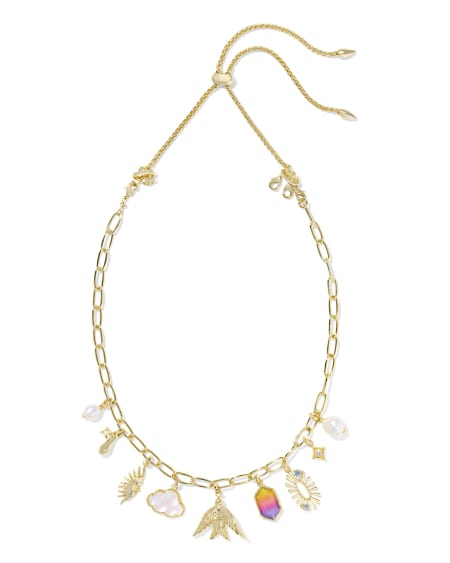 Melody Convertible Gold Statement Charm Necklace in Freshwater Cultured Pearl